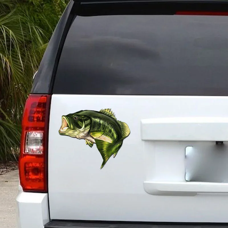 New Bass Fish Reflective Stickers Outdoor Fishing CarStickers Scratch Stickers Car Headlights Vinyl Stickers Reflective Stickers