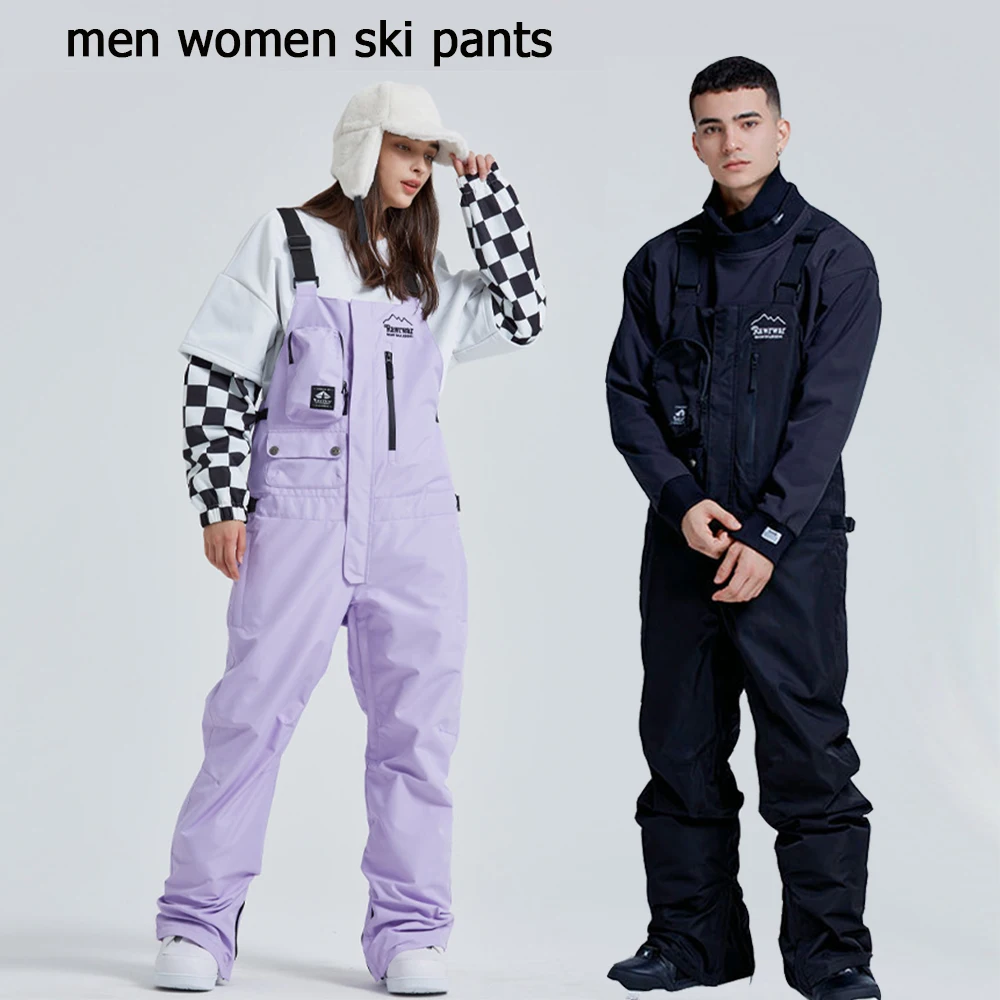 

High Quality Men Women Winter Thick Warm Skiing Pants Windproof Waterproof Suspender Trousers Snow Snowboard Pants Overalls