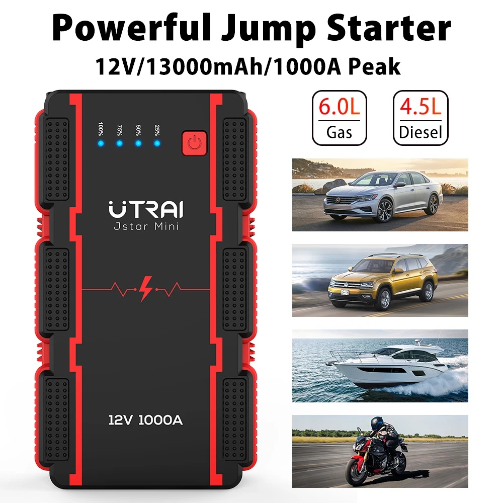 UTRAI 1000A Jump Starter Power Bank Starting Device Portable Emergency Booster for 12V Small Trucks Emergency Battery Booster