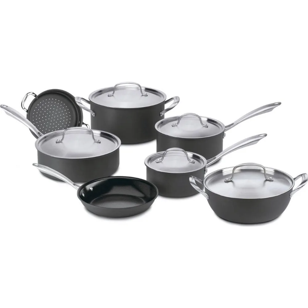 GreenGourmet Hard Anodized 12-Piece Set, Black/Stainless Steel