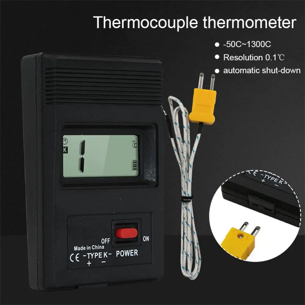 Temperature Meter TM902C Digital K Type Thermometer Sensor + Thermocouple Probe Detector Gas Liquid Semisolid