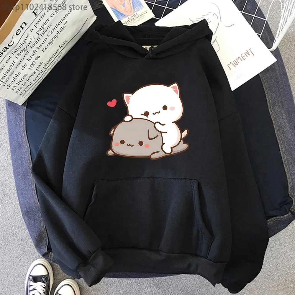 

Mochi Peach And Goma Cute Cat Hoodie Kawaii Cartoon Sweatshirt for Girls Fashion Pullovers Women/Men Harajuku Aesthetic Hooded