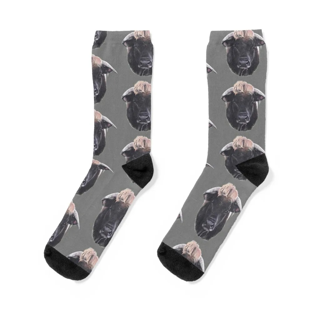 

Portrait of Aubrac bull with pastels Socks halloween Novelties Thermal man winter Women Socks Men's