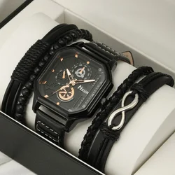 【5PCS】Kegllect Classic Men Quartz Watch Three Eyes Design Boy Watches Set Gift No Box