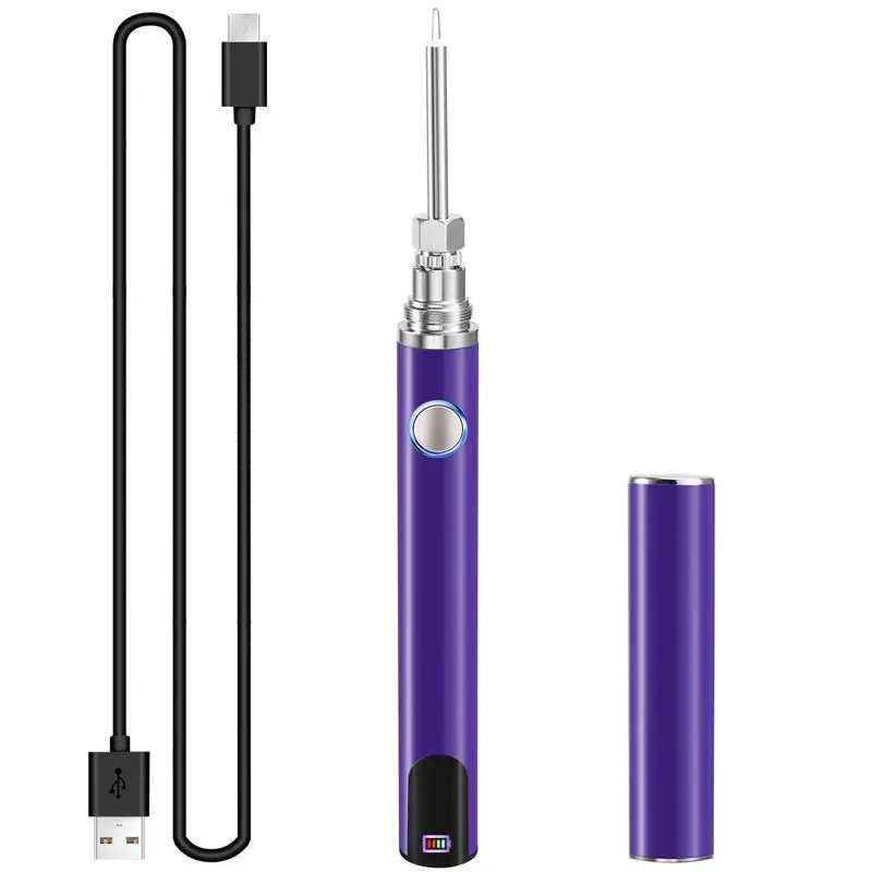 

ABAH - Регулируемый мини-паяльник с резьбой 510, USB-паяльник с колпачком, 3 режима напряжения, электронный паяльный карандаш для ремонта, фиолетовый