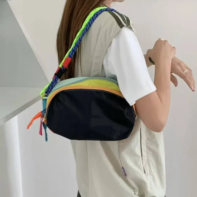 

2025 New Time Tide Dopamine Wash Bag Lightweight Color Contrast Multi functional Handbag Colorful Travel Alpaca Bag