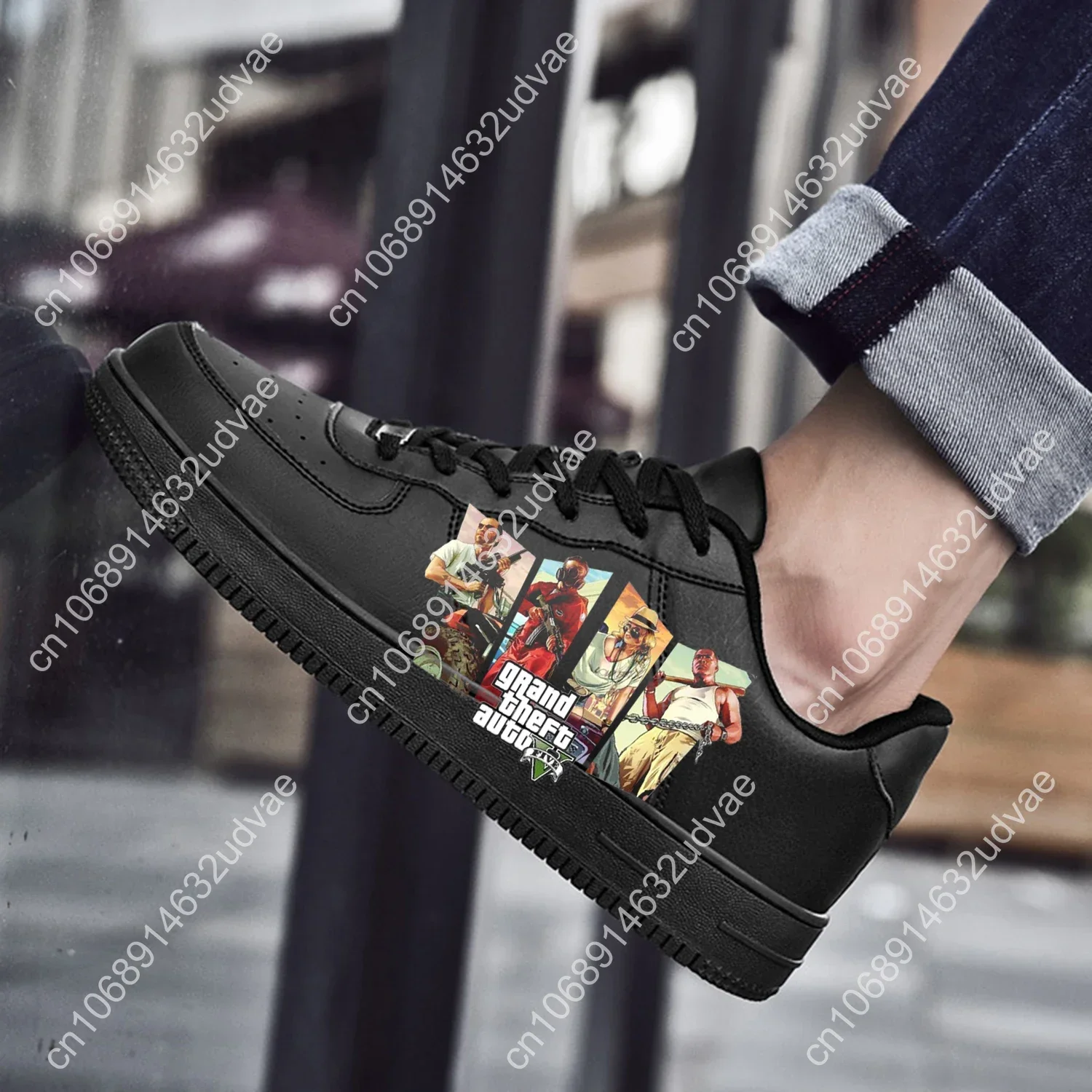 Grand Theft Auto GTA V 5 Shoes AF Basketball Mens Womens Sports Running Flats Force Lace Up Mesh Sneakers Custom Shoe
