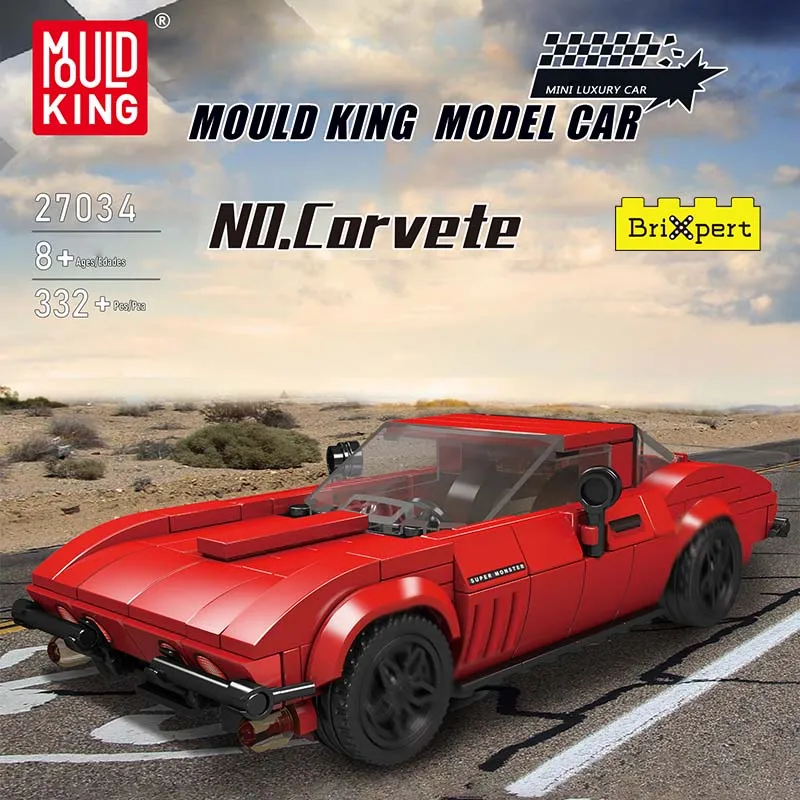 Mould King Speed Champion Corvette Super Car Toys with Acrylic Display Case Model Building Blocks Set Race Car Adults Kids Boys