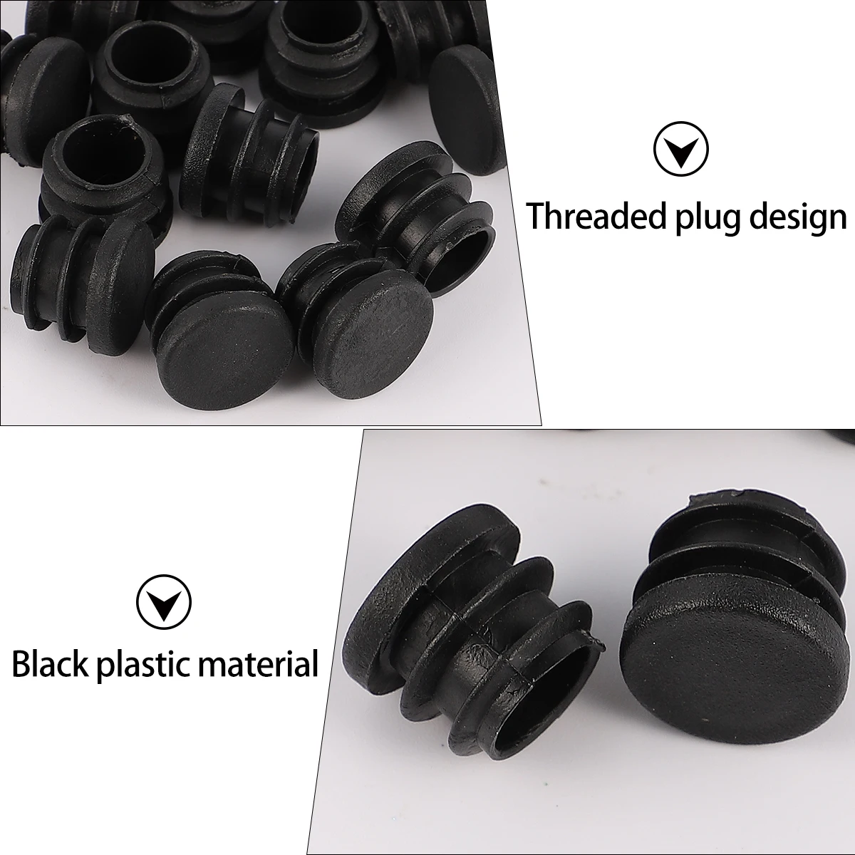 Bouchon rond en plastique noir pour pieds de meubles, 100 pièces, capuchon d'extrémité d'insertion de Tube pour trou de chaise, Surface non filetée, couvre-pieds de meubles
