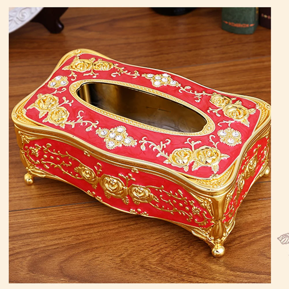 

Red Retro Acrylic Luxury Tissue Box Elegant Chic Napkin Case Waterproof Paper Storage Holder for Bedroom Bathroom Office Decor