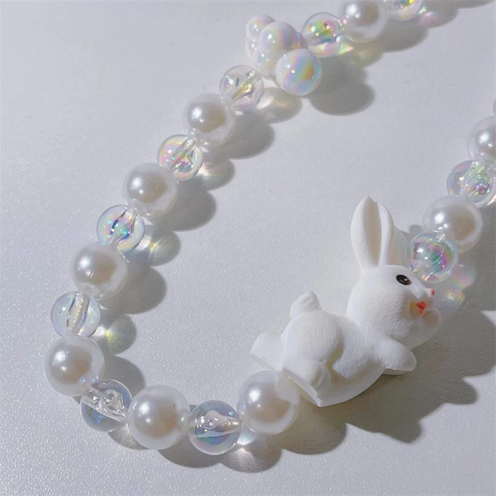 2023 New Year Rabbit Cloud Beaded Mobile Phone Chain Women Wrist Phone Lanyard Jewelry Telephone Pendant Hanging Chain