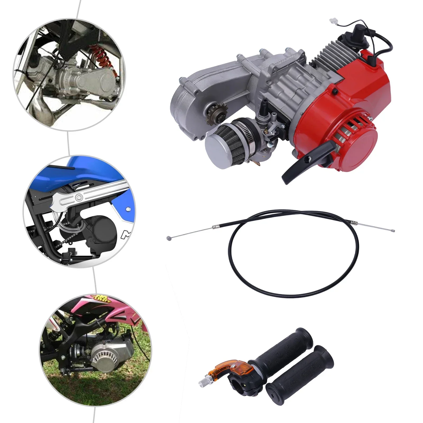 47/49/50CC 2 Stroke Racing Engine Motor Pull Start For Mini Dirt Bike Quad ATV Pocket Bike Mini Dirt Bike Mini Motor