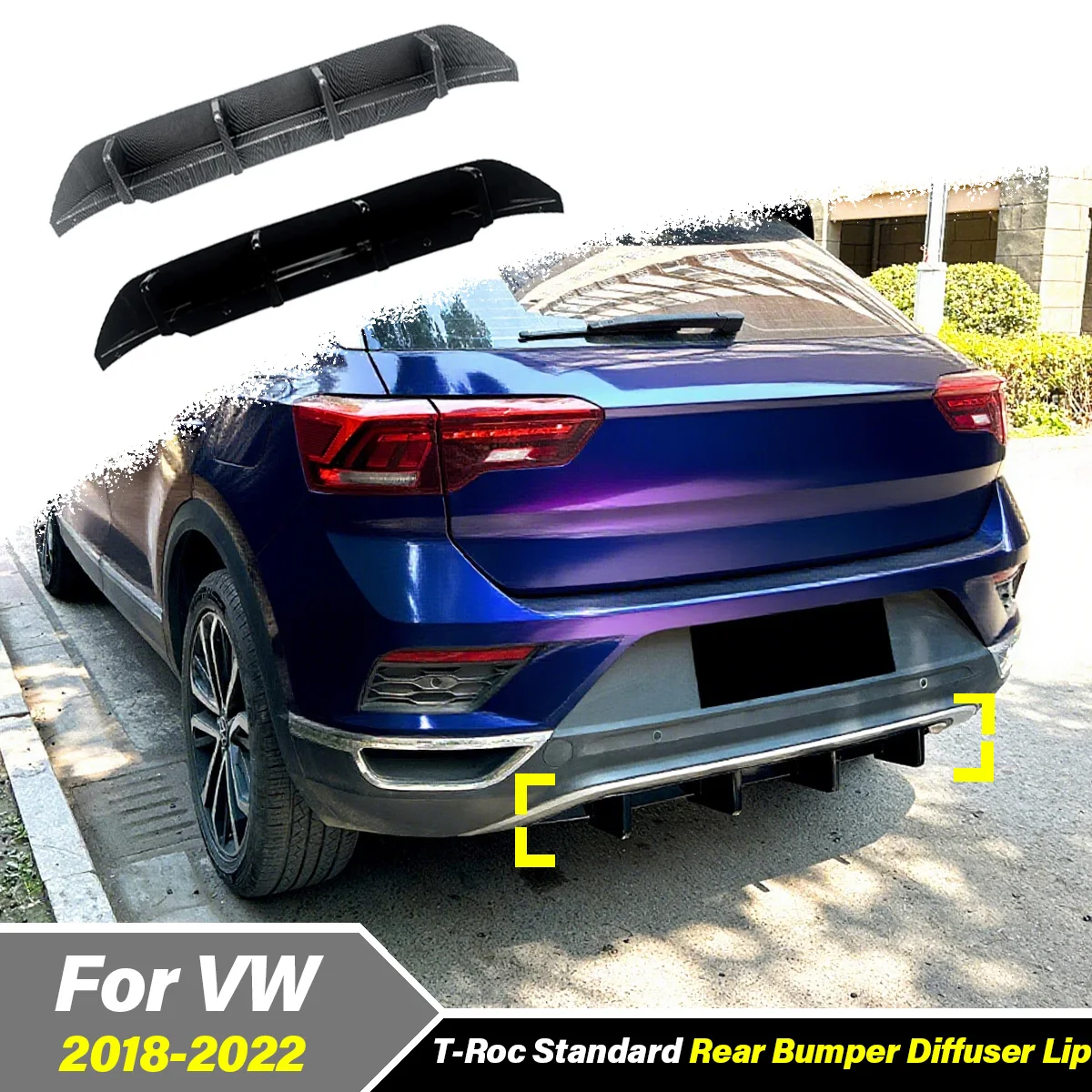 For Volkswage T-Roc Standard 2018 2019 2020 2021 2022 Automobile Rear Bumper Lower Spoiler Lip Splitter Decoration Body Kit