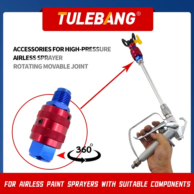 

Безвоздушная покрасочная машина высокого давления с вращающимся подвижным соединением, вращающиеся на 360 градусов принадлежности для распыления краски