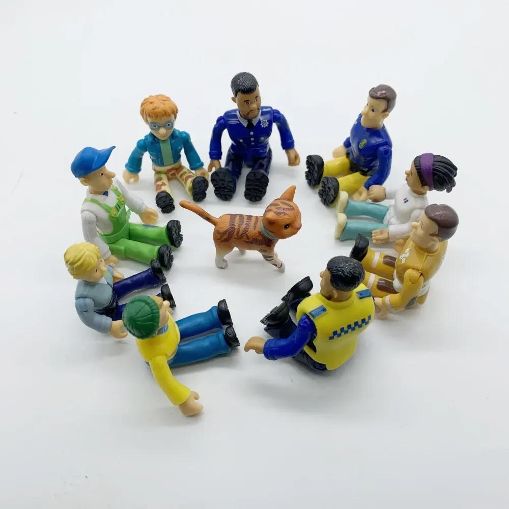 8pcs Joint Movable Fireman Sam Action Figure Toys Anime Fire Woman Figuras Dolls for Children Diy Birthday Gift