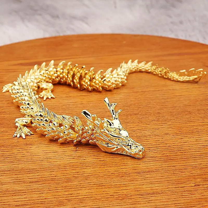 Alloy Five Claw Golden Dragon Ornaments Can Move Chinese Loong Handlebars Home Office Desktop Decorations