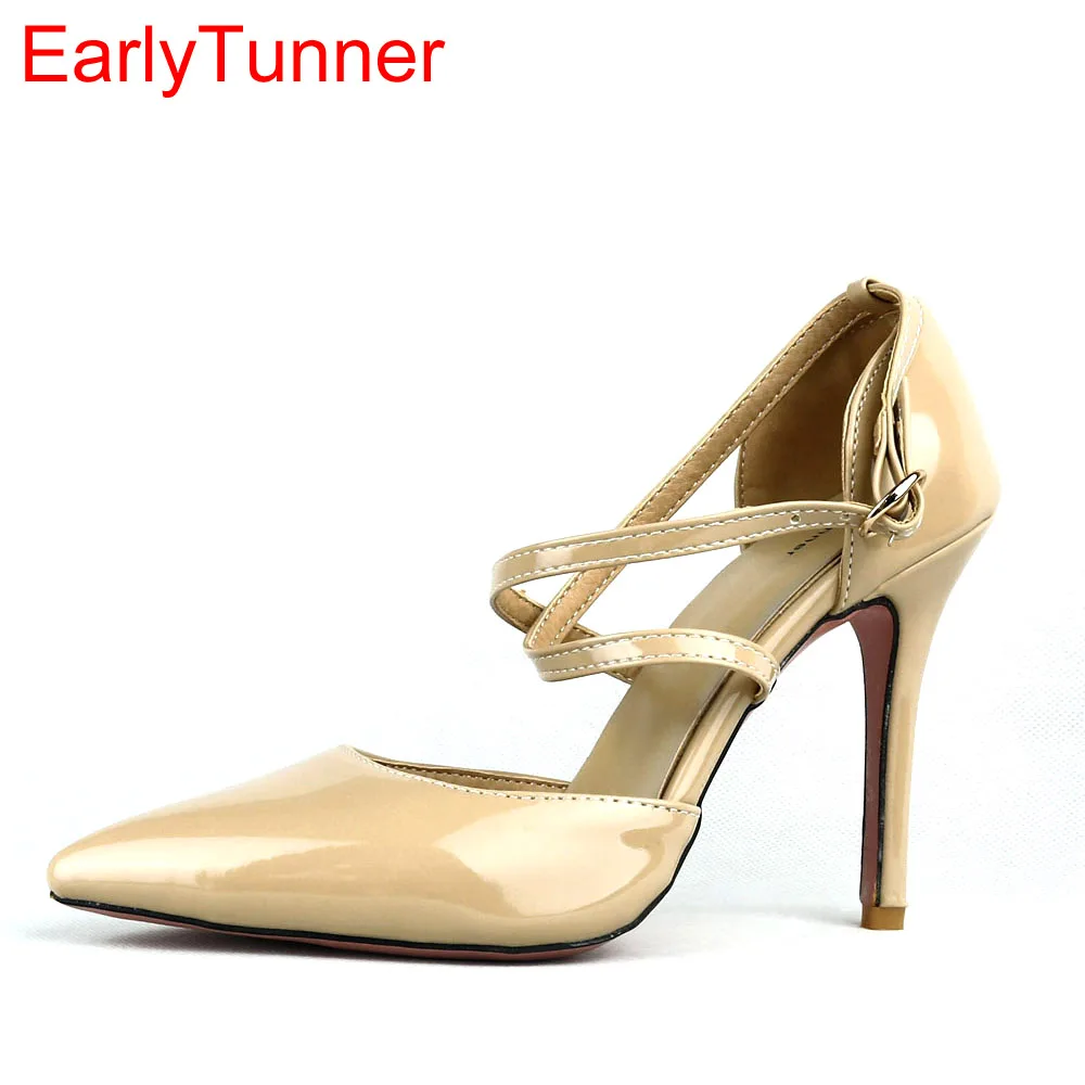 Nuovissime vendite calde eleganti sandali da donna lucidi neri albicocca giallo tacco alto scarpe estive da donna EMS31 Plus Big Size 12 31 47