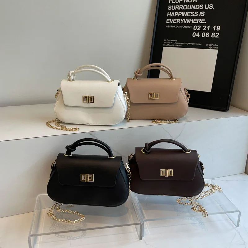 Women's Handbag New Chain Bag Lock Multifunctional Single Shoulder Crossbody Bag Small Square Bag