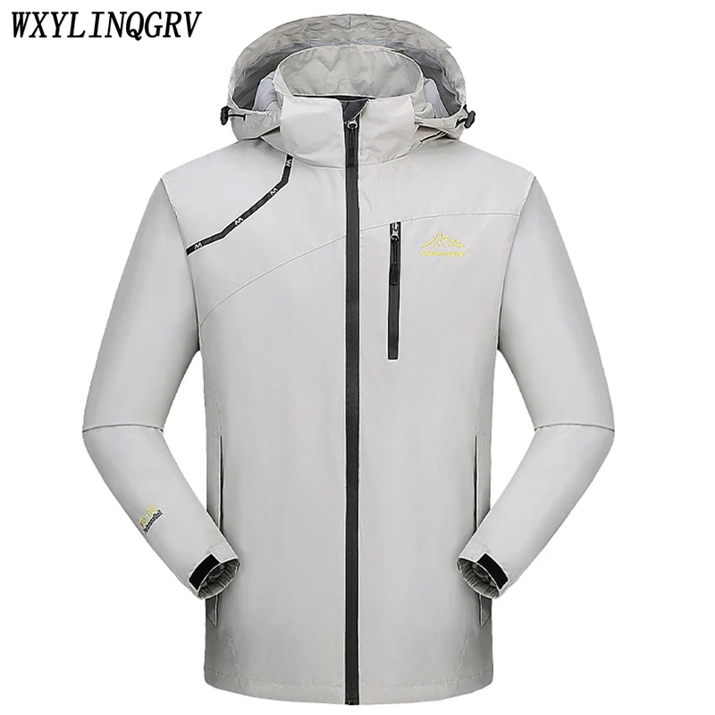 

2023 Men Fashion Spring Windproof Waterproof Hooded Sports Jackets Coat Men Autumn Outdoor Breathable Detachable Hat Jackets Men