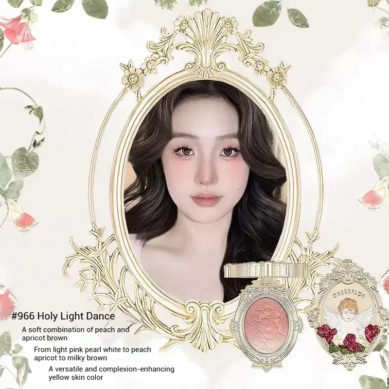 Cheerflor anjo em relevo gradiente blush crueldade-livre pó blush feminino acabamento fosco contorno rosto blush maquiagem nude 4.5g