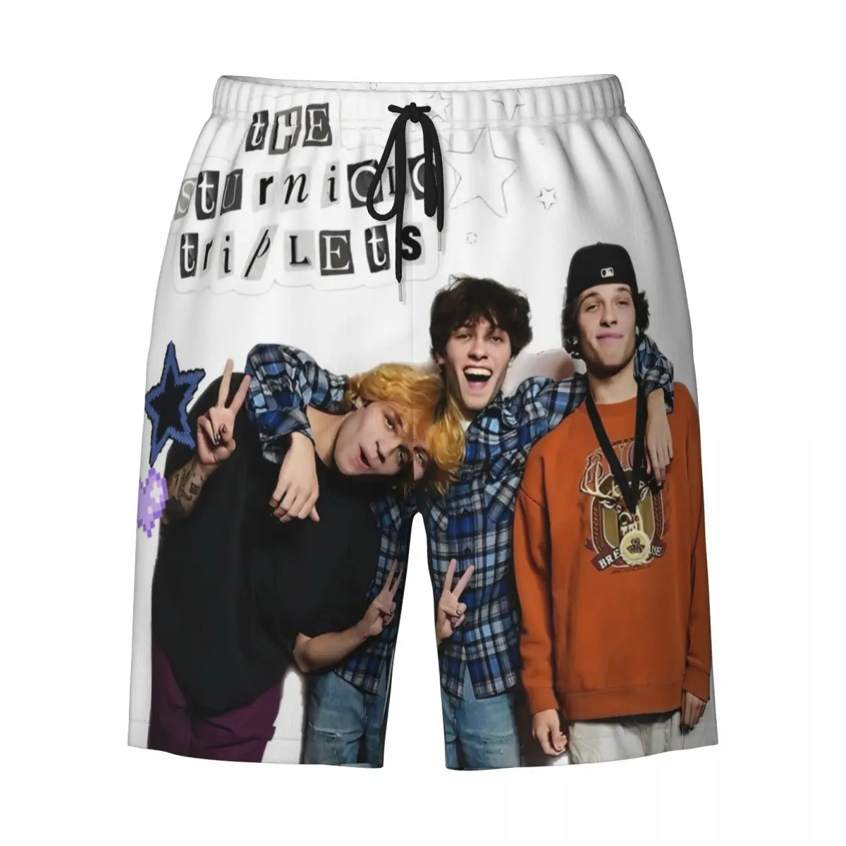 Sturniolo Triplets กางเกงขาสั้นฤดูร้อนเพลงท่องกางเกงขาสั้นชายหาด Quick Dry Vintage รูปแบบ Plus ขนาดกางเกงว่ายน้ํา