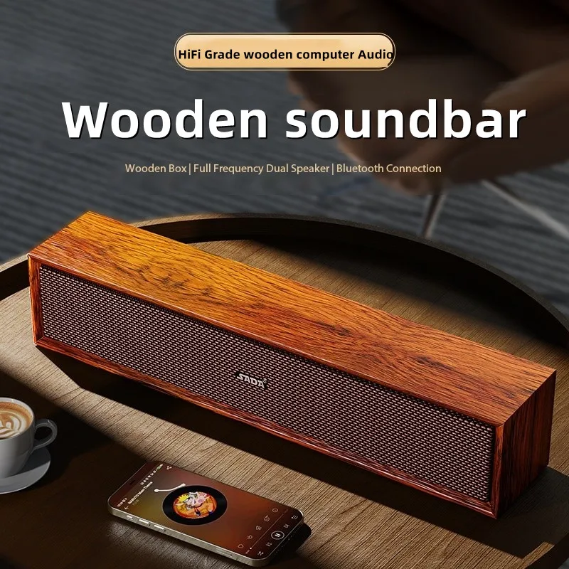 

Home Theater Wireless Bluetooth Speaker Computer Subwoofer Echo Wall Soundbar Desktop Wooden Soundbox HiFi Stereo Music Center