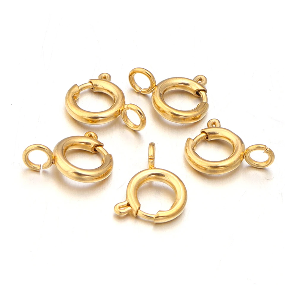 

5 шт. круглые застежки из нержавеющей стали DIY браслет ожерелье застежки пружинное кольцо застежки крючки концевые разъемы для изготовления ювелирных изделий