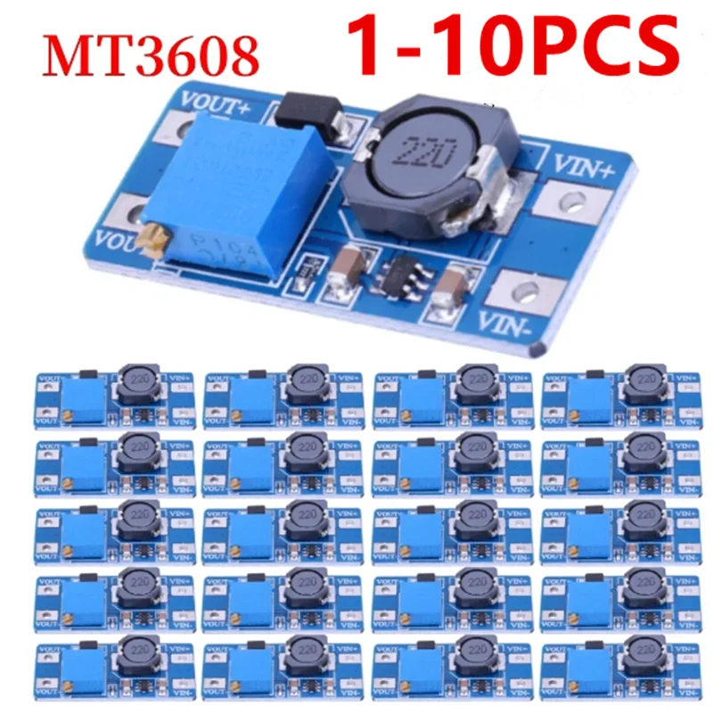 10PCS MT3608 DC-DC Booster Power Module Step Up Converter Module Adjustable Supply Voltage Regulator 2A Max 2V-24V To 5/9/12/28V