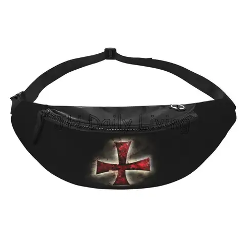 Knights Templar Flag Fanny Pack Unisex Casual Waist Bag for Running Hiking Travel Walking Sport Fishing Waist Packs Waterproof