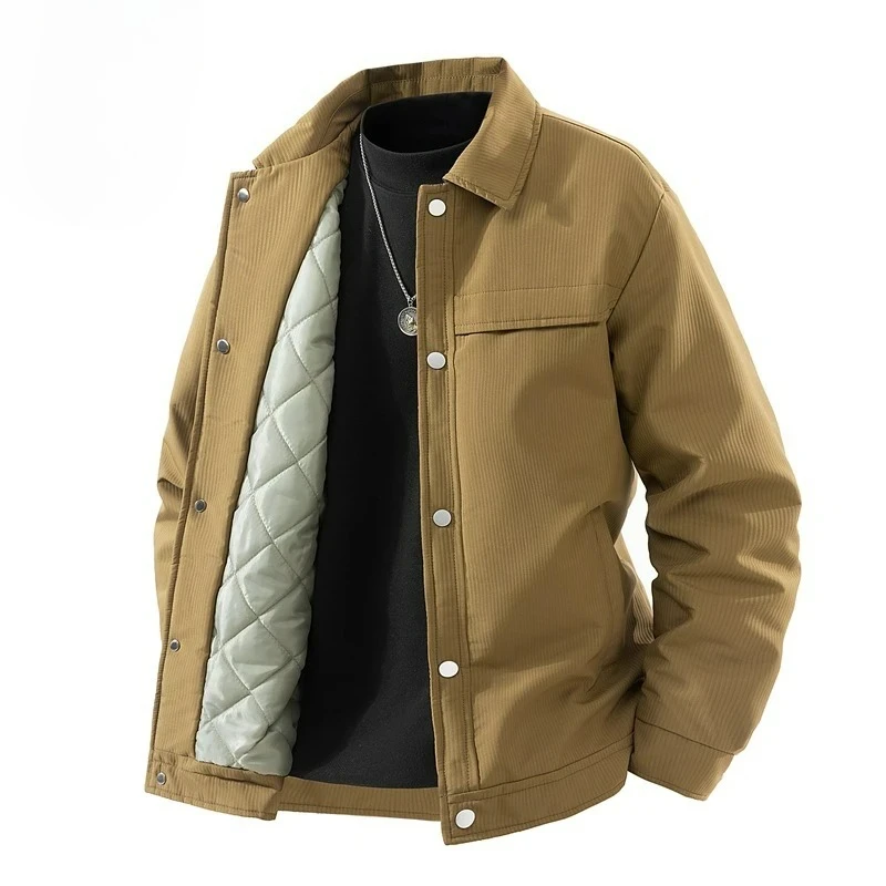 

Fashion Cotton Winter Jacket Men Fleece Lined Thickened Warm Windproof Coat Outdoor Camping Snow Daily Streetwear Style Coats