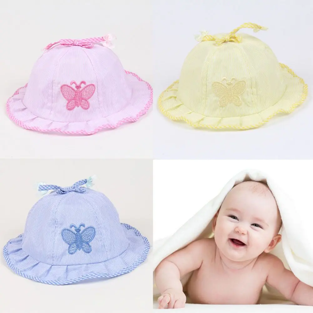 Fashion Top Selling Summer Style for Girls Baby Cotton Caps Infant Sun Hats Cotton Baby Hats Baby Butterfly Hats DIY