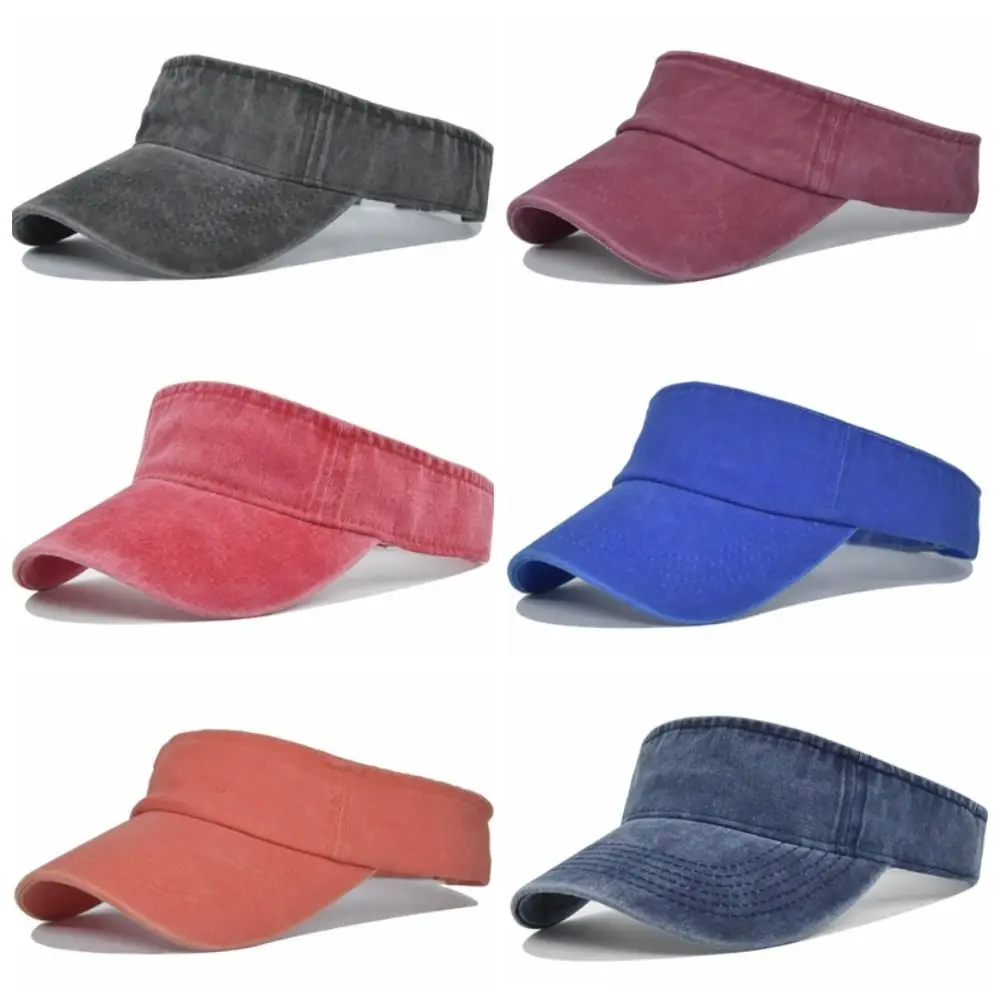 

Outdoor Sport UV Protection Running Cap Sunscreen Sun Visor Empty Top Hats Adjustable Denim Sports Sun Hats Men Women