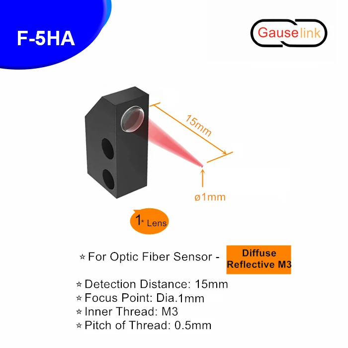 Optischer Fasersensor, Fokuslinse, Spiegel, optisch, M3, M4, M6, für diffuse reflektierende Durchgangsstrahl-Lichtschranke, Gauselink – Detail 28