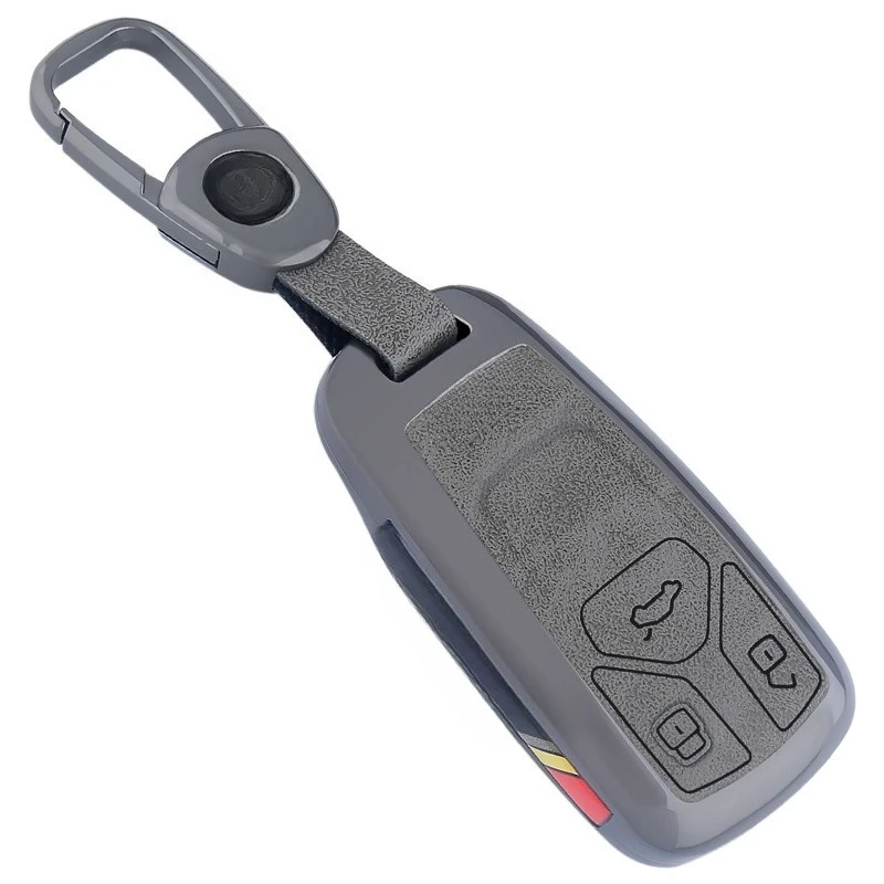 Premium Zinc Alloy Key Cover Case for Audi A4L/Q5L/A5/Q7/A4/S4/TT (2024) - Protective Key Fob Shell Key Bag Chain