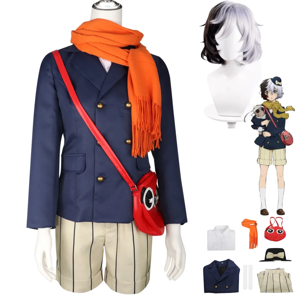 Anime Bungo Stray Dogs Yumeno Kyusaku Cosplay Costume Wig Coat Uniform Bag Doll Adult Man Woman Kawaii Halloween Carnival Suit