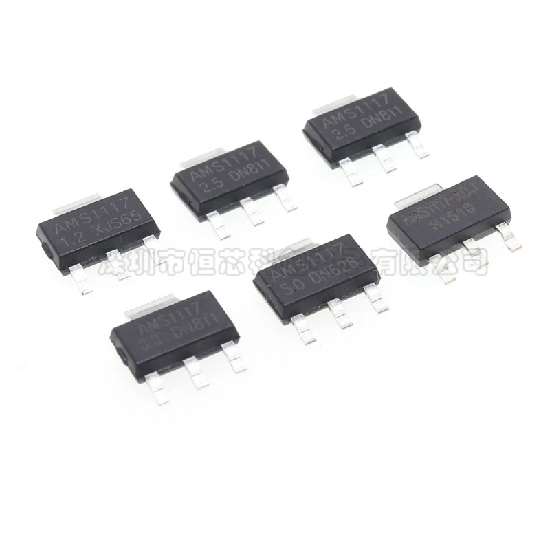 20PCS/Lot  AMS1117-3.3/1.2/1.5/1.8/2.5/5/ADJ  Step-Down IC Linear Regulator  SOT223