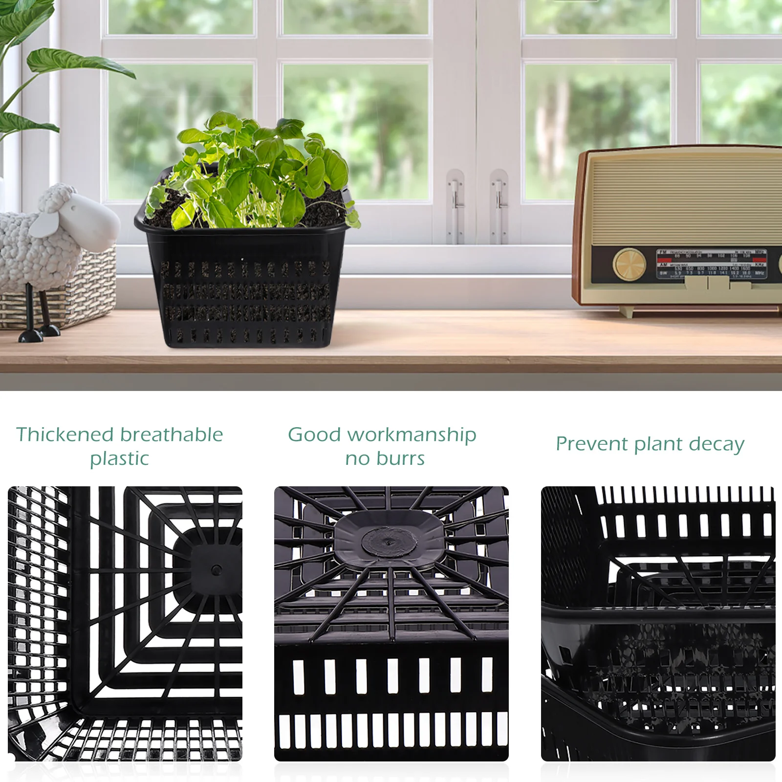 

5pcs Control Root Pot Plastic Orchid Planter With Holes For Breathable Flower Planting Durable Replanting Garden Container