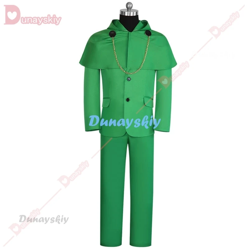 Comic Film Victor Doctor Cosplay Dooms Evil Ecientist Costumes Mens Green Suit Cape Halloween Party Roleplay Fancy Outfit