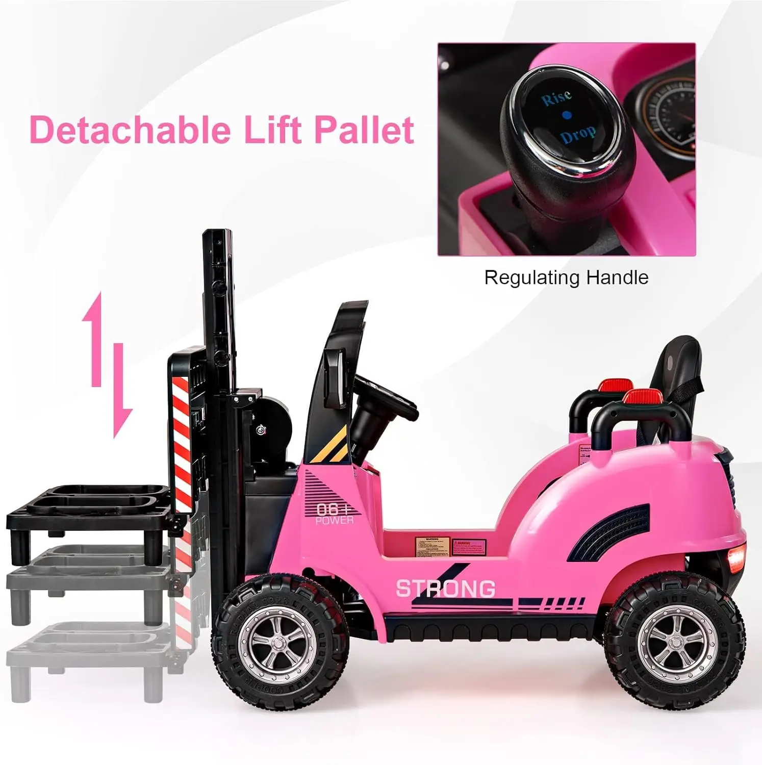 Ride on Forklift, 12V Kids Electric Vehicle Construction Truck with Remote Control, Liftable Fork and Pallet, Toddlers Battery P