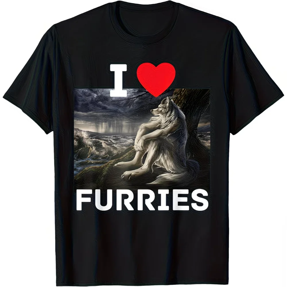 I Love Furry Funny Werewolf Wolf T Shirt Women Tee Summer Streetwear Casual Harajuku Meme Ironic Humor