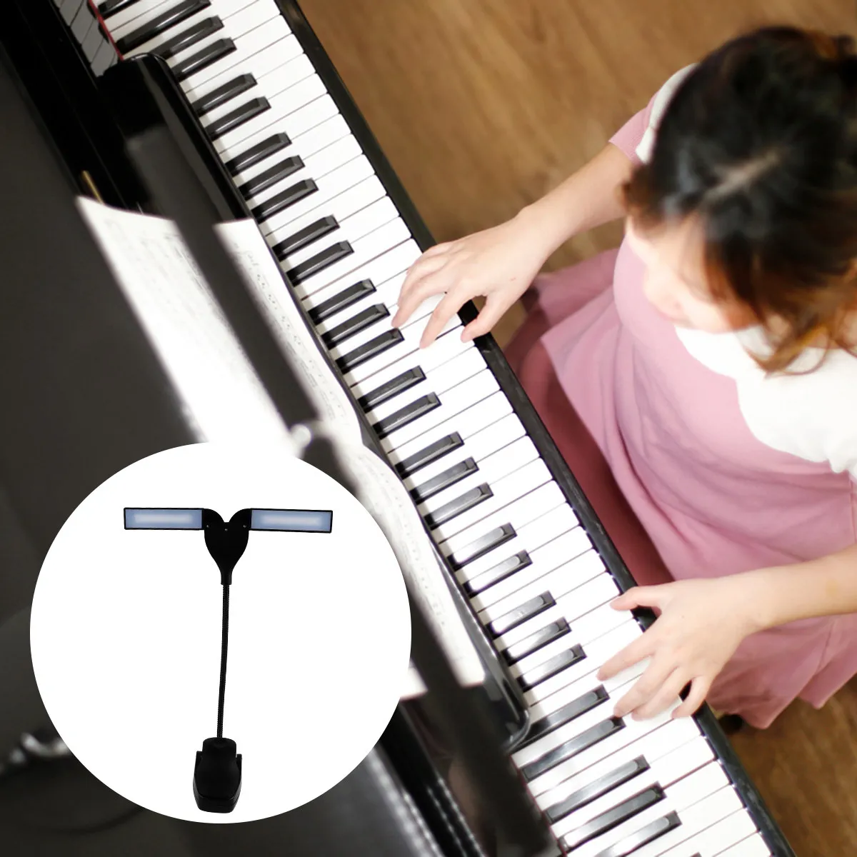

1Pcs LED Piano Lamp Music Stand Light with Adjustable Gooseneck Comfortable Eye-Protecting Temperature for Desk Bedside Use