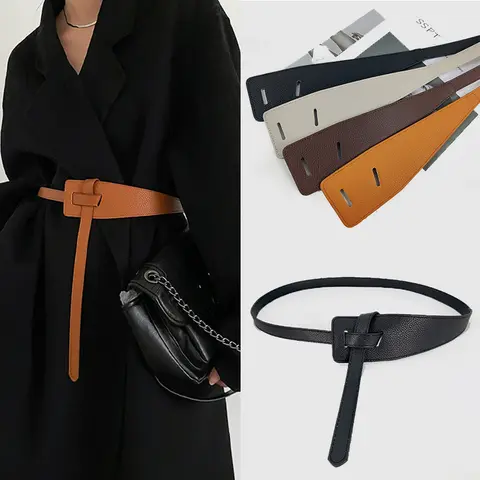 High-Quality Luxury Designer Belt For Women Knot Soft Pu Leather Long Plus Size Waistband Female Coat Corset Belt Cummerbunds