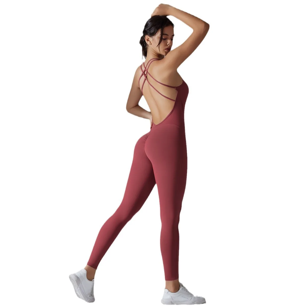 

Hip-lifting yoga clothes quick-drying tight-fitting running sports cross-beautiful bac no awkward line fitness jumpsuit yoga set