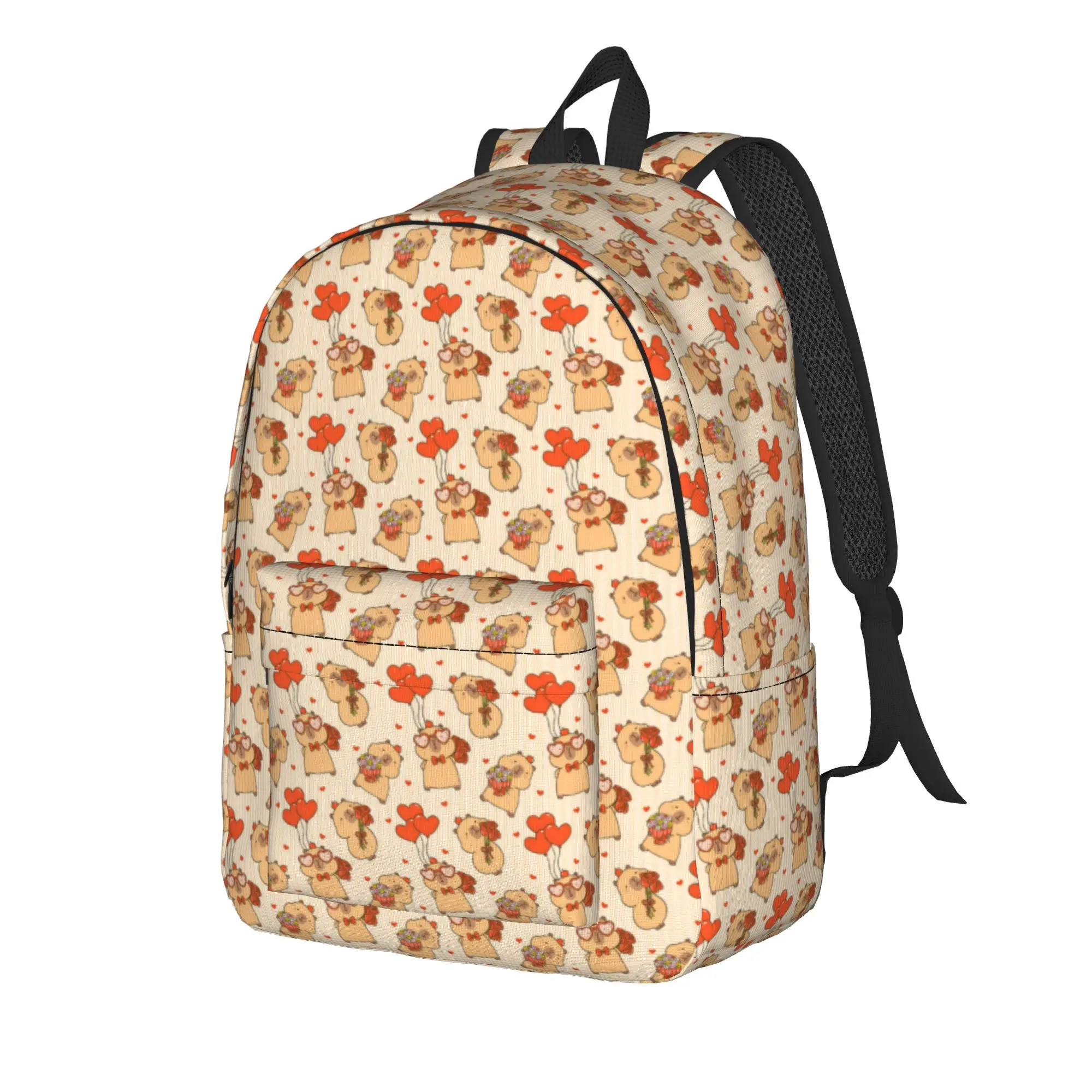 Cute Kawaii Valentine Capybara Love Cartoon Backpack Aesthetic Backpacks University Breathable School Bags Designer Rucksack