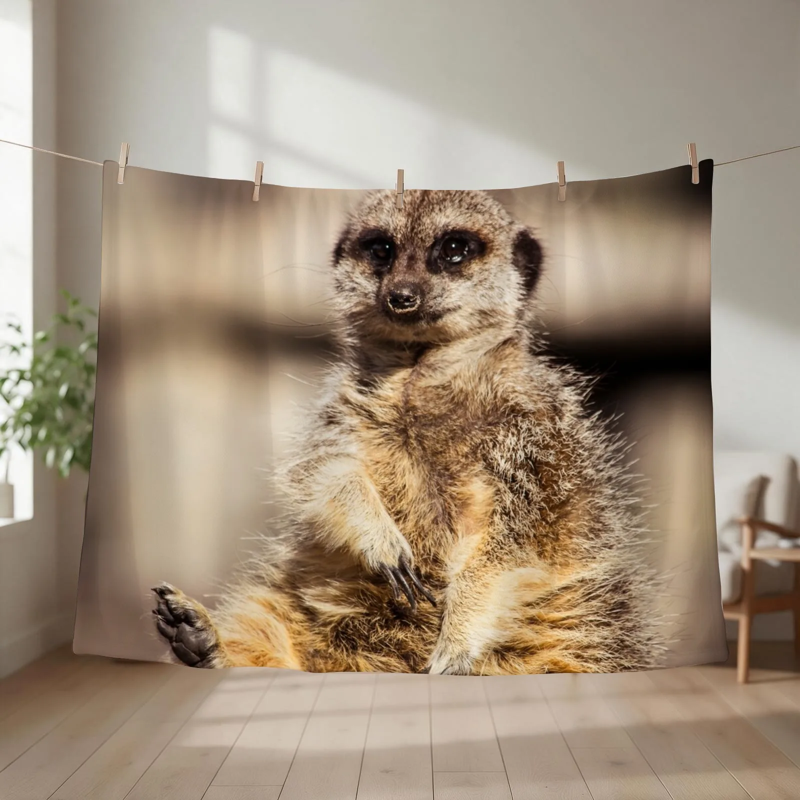 Cute Meerkat Throw Blanket couch cozy soft plush fuzzy picnic outdoor blanket