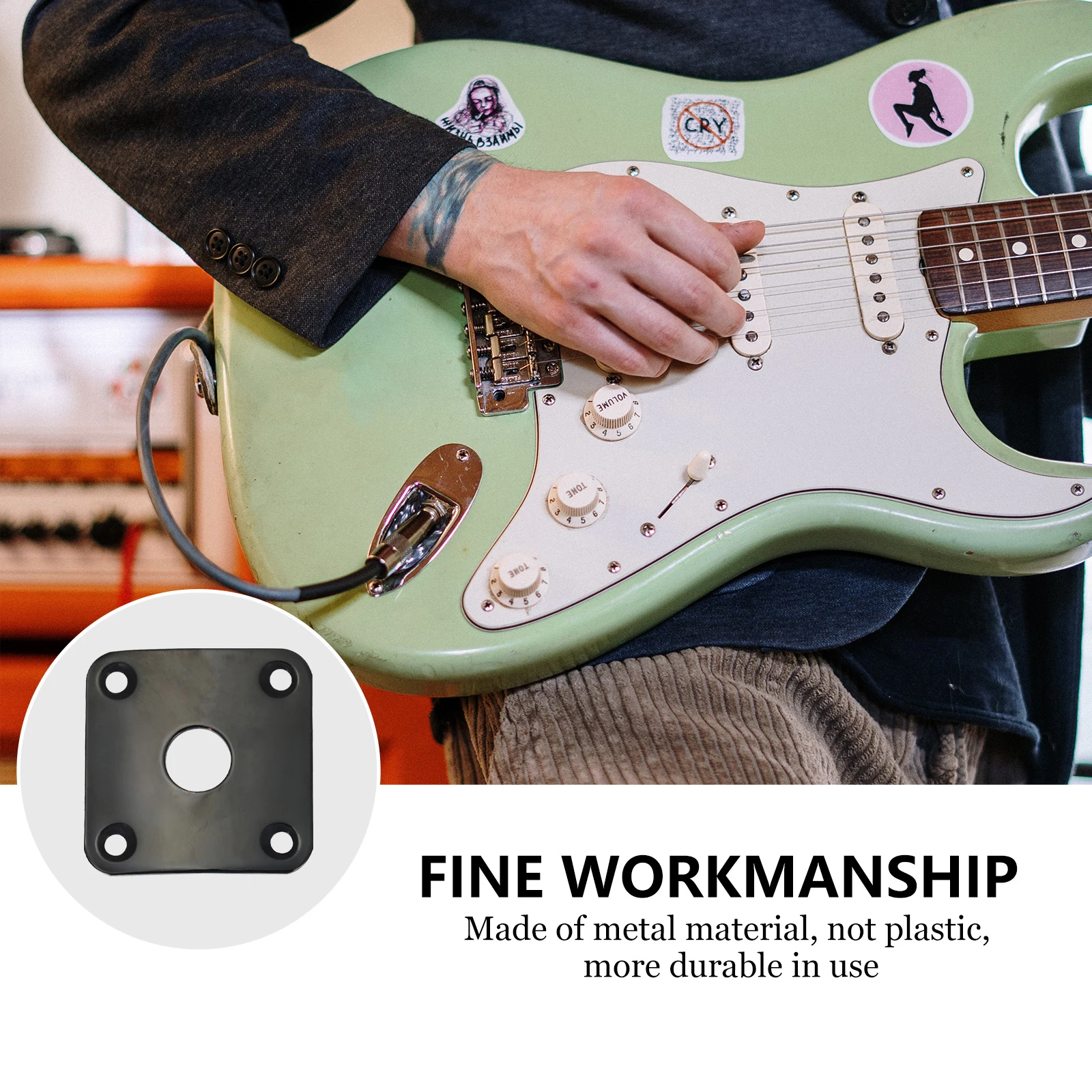 

Square Jack For Electric Guitar Curved Metal Socket Plate Replacement Output Plug Plate Guitar Part Accessory