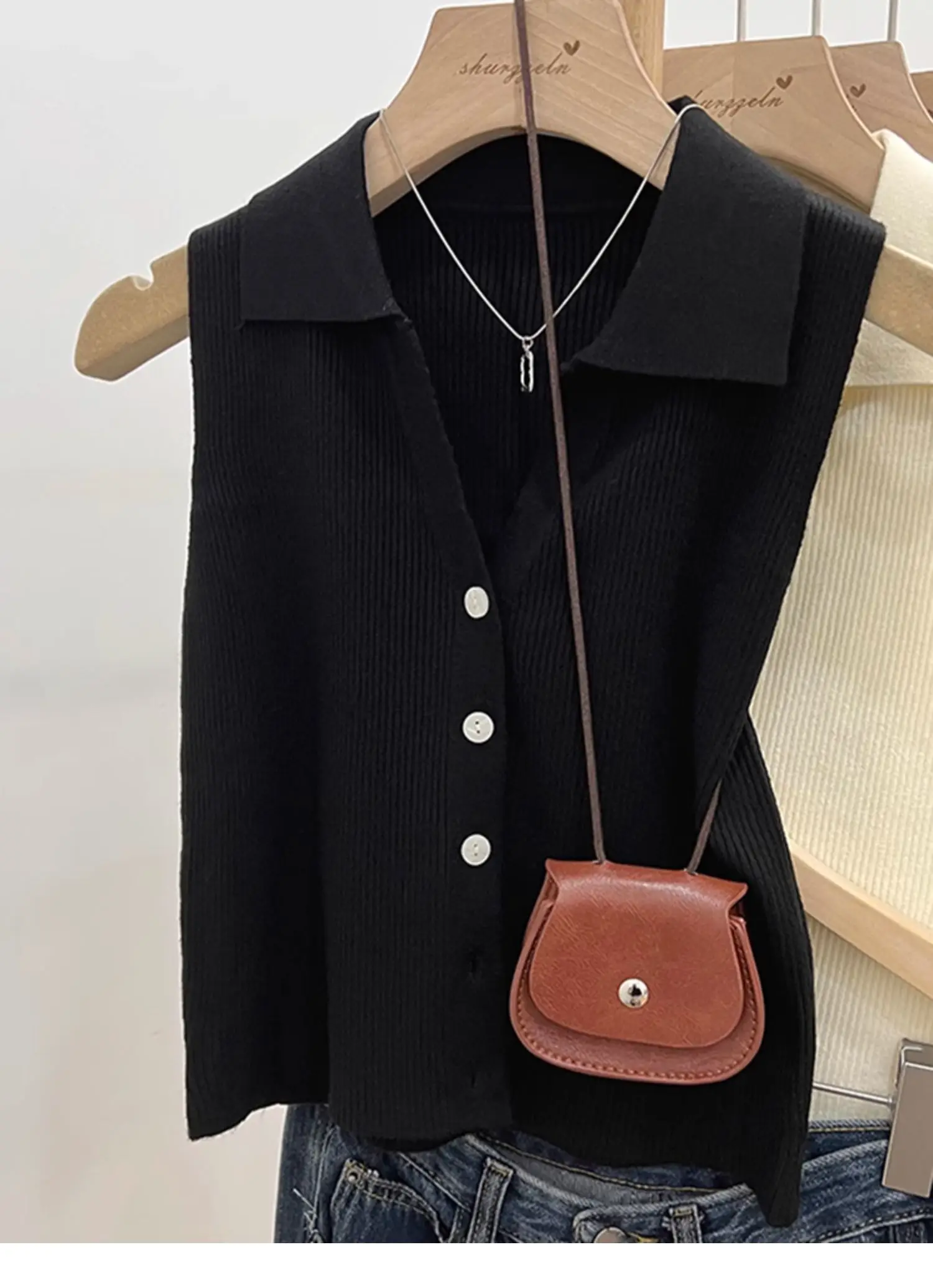 Solid Color Knitted for Women Cardigan Korean Single Breasted Sleeveless Jumper Woman Round Neck All Match Cardigans Outwear