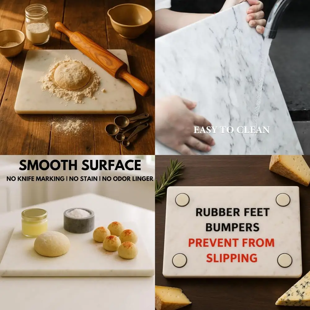 

Доска для выпечки и нарезки из натурального камня - 10x14 дюймов, с нескользящей поверхностью для теста, сыра, сервировки и мясных деликатесов - легко моется