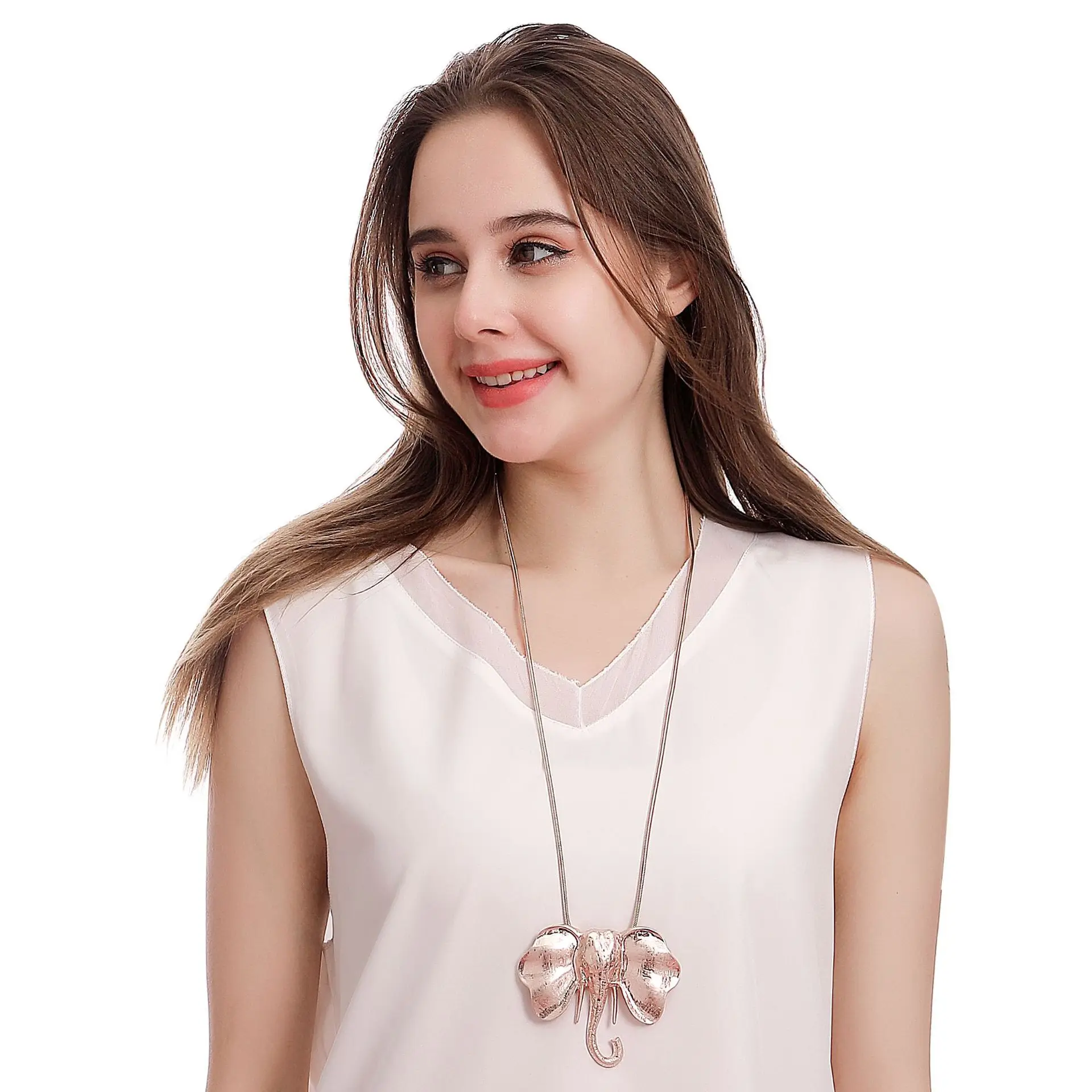 jewelry, popular, European and American fashion atmosphere, elephant head long necklace women's sweater chai