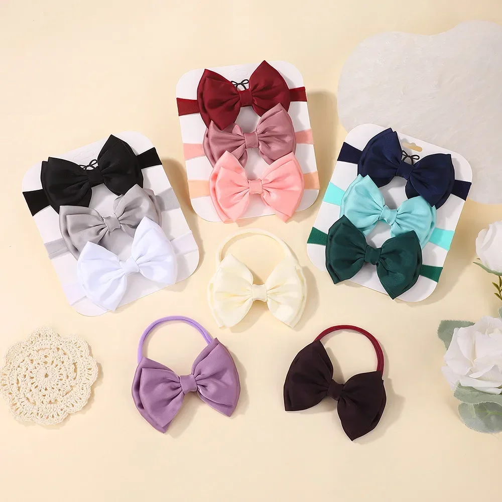 3 stuks baby strik hoofdband effen kleur zachte elastische haarband baby hoofddeksels schattige baby haaraccessoires